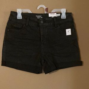 Black denim shorts